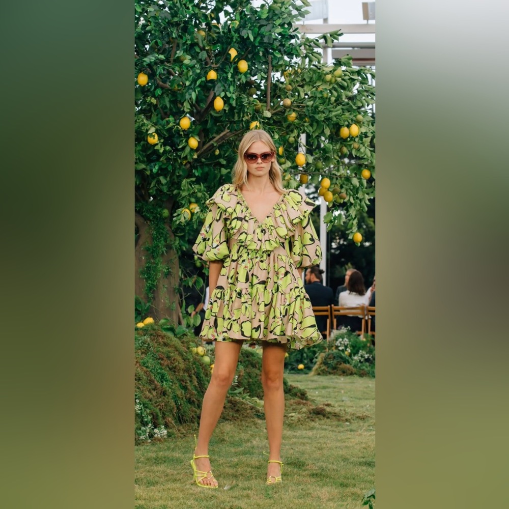 Aje Pelicano Ruffle Mini Dress Citrus Bloom.